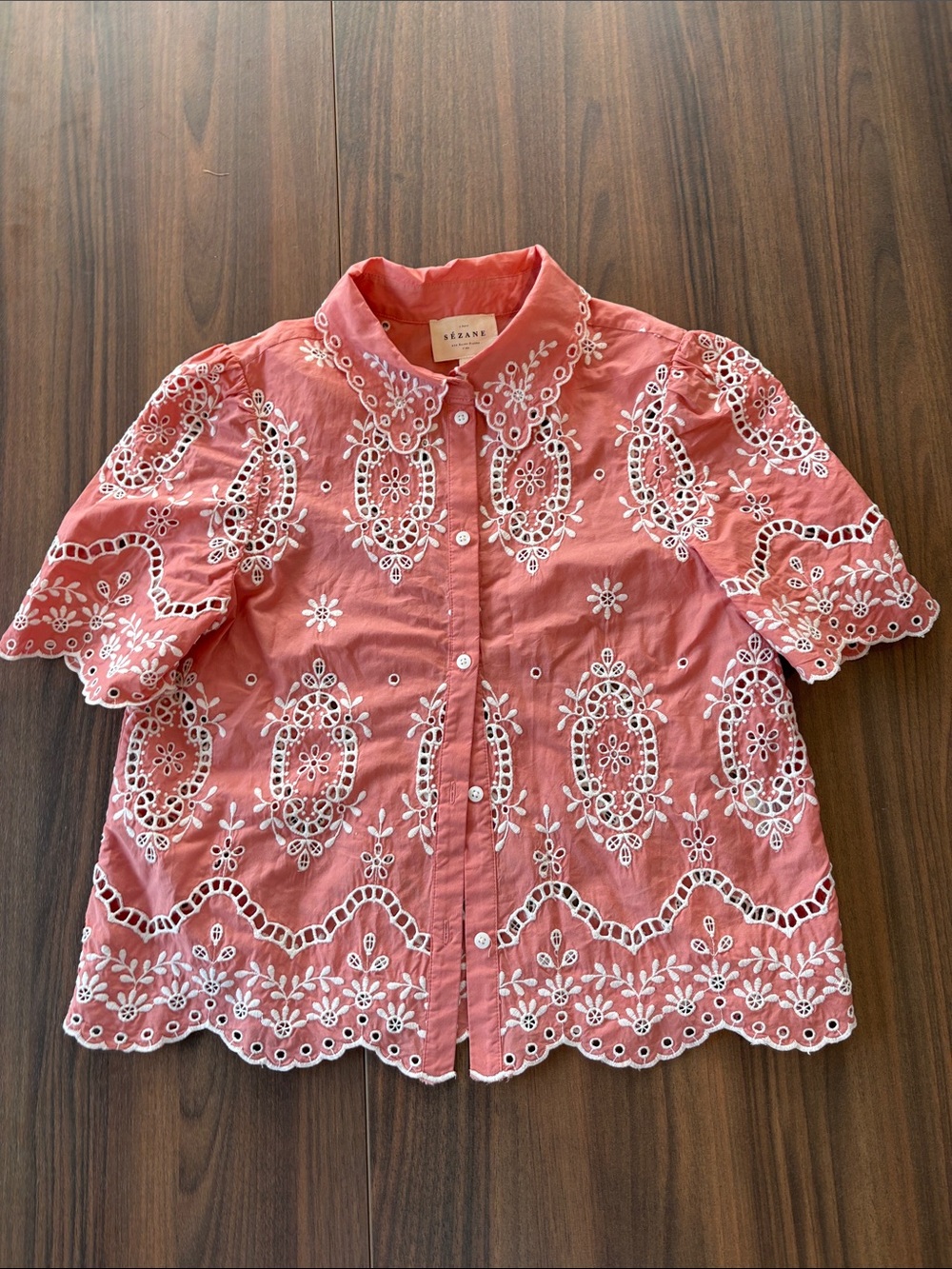 Sezane Elvira Blouse in Ecru Pink